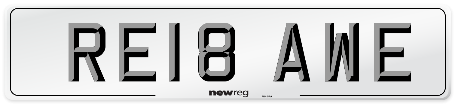 RE18 AWE Number Plate from New Reg